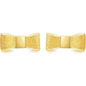 明牌珠宝黄金耳钉 足金蝴蝶结耳钉珠宝磨砂耳饰女友礼物 AFH0044