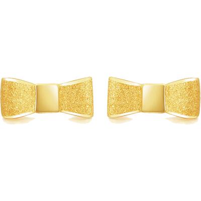 明牌珠宝足金蝴蝶结磨砂耳饰