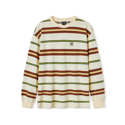 韦恩泽维尔长袖休闲大码条纹T恤