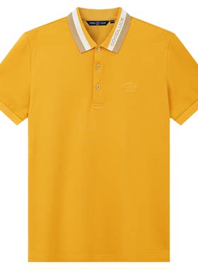 德鲨夏季新款休闲黄色短袖POLO衫