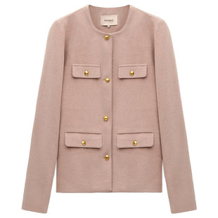 【3件5折】COCOBELLA小香风无领毛呢西装女短款呢子外套WL7066