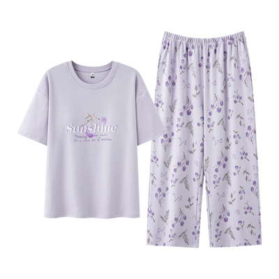三枪纯棉短袖中裤家居服女士