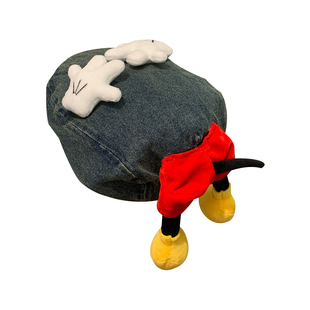 米奇屁屁可爱卡通水洗牛仔前进帽女创意搞怪显脸小鸭舌贝雷帽子潮