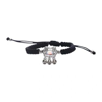 纯银月光石平安锁手链女黑红项链