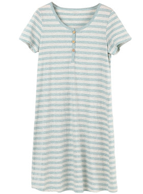 顶瓜瓜夏季中长裙条纹口袋家居服