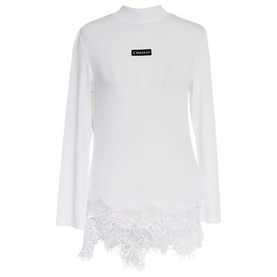 来塞尔羊毛蕾丝拼接打底衫