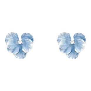 蓝色花朵耳钉女小众高级感气质夸张耳环耳坠度假风小清新独特耳饰