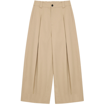 MOORING泊 高腰显瘦阔腿裤松紧腰挺括九分休闲裤女26春新款