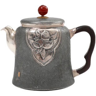 纯银999泡茶壶纯手工一张打非遗老师张家松中式泡茶壶  福寿