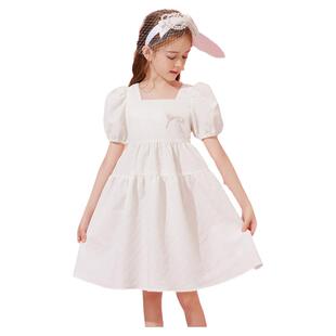 ASKjunior 女童连衣裙中大童公主裙新款儿童夏季裙子纯白公主裙子