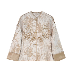 JKJS【海棠醉日】人丝肌理提花外套刺绣复古高级感女装气质上衣秋