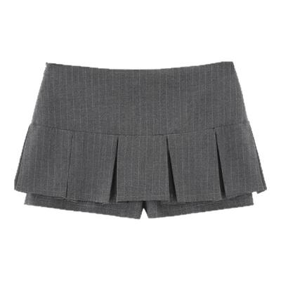 低腰工字百褶裙半身裙短裙