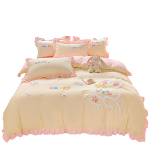 特价款可爱纯棉四件套全棉床单卡通裸睡被套被罩宿舍三件套少女心