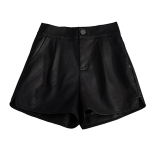 皮短裤女秋冬2025新款爆款皮裤高腰显瘦A字外穿宽松阔腿PU皮靴裤