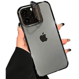 一体护镜支架适用苹果14promax手机壳iphone13pro新款15透明不发黄高级感12镜头全包17防摔16pm防尘ip创意女p