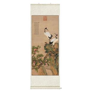 清蒋溥月中桂兔图仿古卷轴名家挂画酒店茶楼古典壁画风水丝绸字画
