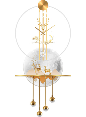 金鹿玄关装饰画高端led吊灯挂画发光走廊尽头轻奢高级感钟表壁画