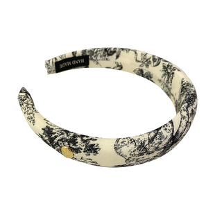 韩国进口高级感发箍复古法式高颅顶箍牛仔蓝水墨花纹海绵头箍