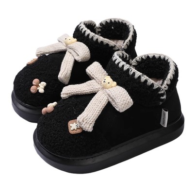 可爱小熊棉鞋女秋冬季新款韩版卡通EVA厚底保暖低帮外穿雪地靴