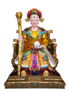 中式树脂彩绘泰山奶奶神像摆件