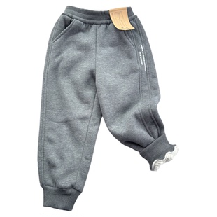 绵羊绒~厚绒卫裤105-165 儿童加绒束脚裤 男童冬季保暖针织裤棉裤