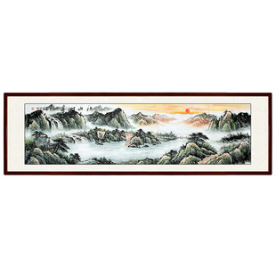 纯手绘江山如画山水画水墨挂画国画客厅办公室装饰画芯卷轴可带框