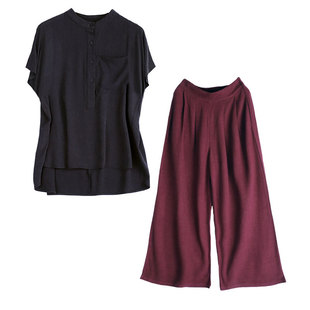 中国风天丝上衣套装女夏高级感衬衫遮肚藏肉中式女装垂坠感阔腿裤