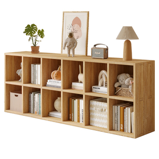 实木书架落地置物架幼儿园书柜一体靠墙儿童格子柜客厅简易储物柜