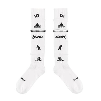 运动风字母拼接小腿袜女辣妹时髦