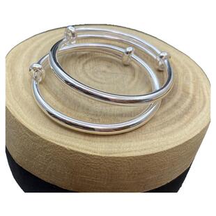 9999纯银手镯男女宝宝银镯光面至简实心周岁生日礼物足银手环