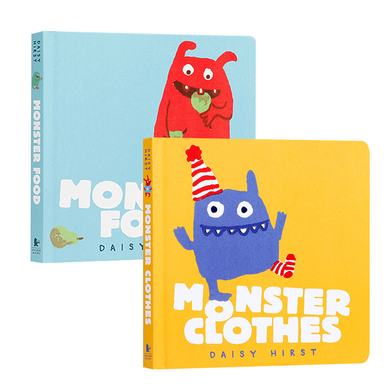 英文原版进口绘本Monster Clothes/Food怪物的衣服/食物 怪物系列2本低幼启蒙认知撕不烂纸板书儿童探索世界认知世界故事书图画书