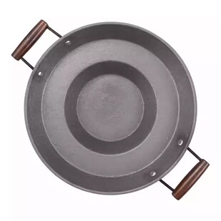 铸铁贵州烙锅家用生铁罗锅炸土豆专用煎锅商用无涂层铁锅平底炒锅