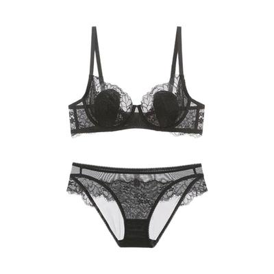 聚拢上托薄款软钢圈蕾丝内衣套装