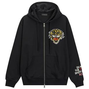 Ed Hardy埃德哈迪冬季新款男士美式虎头拉链衫连帽开衫卫衣