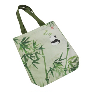 原创林深时见熊猫帆布袋节节高升中国风帆布包 33*37cm