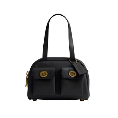 香港直邮COACH蔲驰 Twin Turnlock 20蔻驰女包单肩包波士顿包牛皮