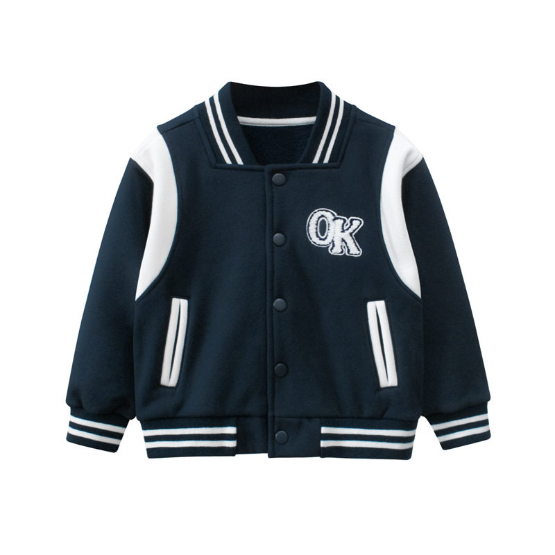 儿童加绒外套棒球服摇粒绒加厚