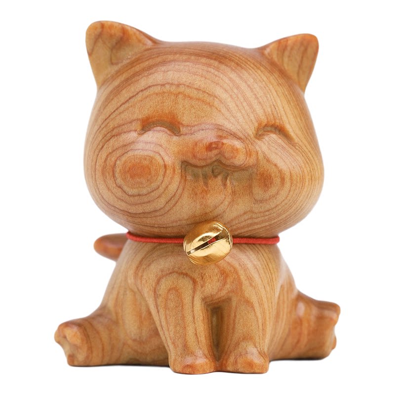 崖柏小猫咪摆件可爱车载车内饰品