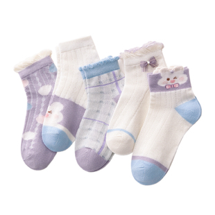 女童袜子秋冬儿童2026新款纯棉春秋大童小孩女宝宝冬季中长筒棉袜