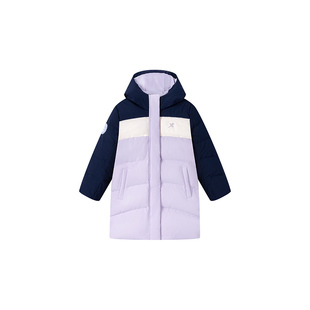 【商场同款】特步童装秋冬长款羽绒服女小童企鹅帽子儿童宝宝外套