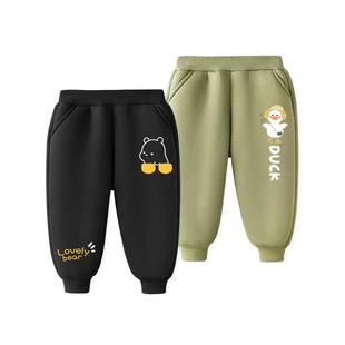 拉夏贝尔宝宝加绒裤子秋冬一体绒童装男童运动裤冬季婴幼童卫裤厚