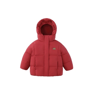 [骏马福裳90绒子鹅绒]齐齐熊宝宝羽绒服男童女童新年红色保暖儿童