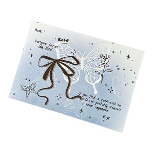 韩系蓝色蝴蝶结信封信纸ins高级感手写书信高颜值节日祝福信笺