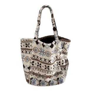 毛绒包包女款简约手提单肩包大容量小众高级感通勤包双面托特包