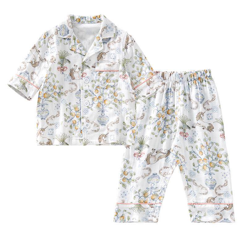 欧孕儿童家居服桑蚕丝凉感入睡衣
