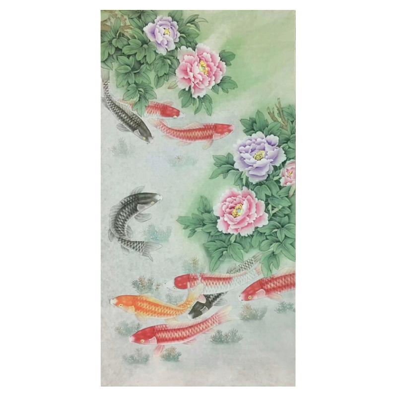 工笔画底稿白描画稿牡丹九鱼图荷花花鸟国画宣纸手绘稿可直接上色