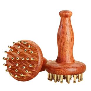 29齿实心纯黄铜长柄经络按摩刷经络带脉揉刮肚子神器揉腹仪穴位刷