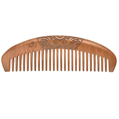 虞美人桃木梳子天然整木雕刻梳