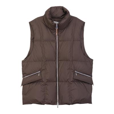 复古咖色羽绒马甲诗梦休闲立领