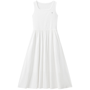 太平鸟纸片人天鹅裙吊带连衣裙气质U领无袖连身裙子夏新款通勤女